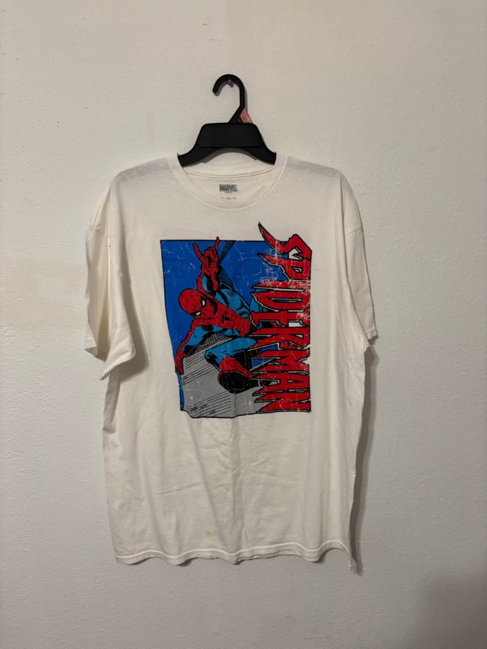 Marvel Spider-Man Short Sleeve Tee - White with Red & Blue Graphic